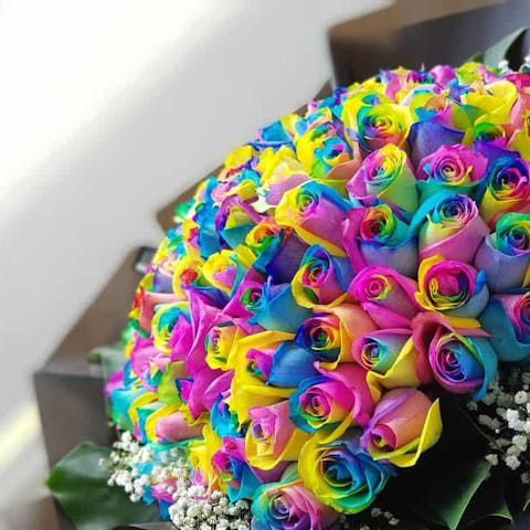 Use a Rainbow Roses Bouquet as a Decoration or a Gift to Your Loved One - Flora Queen
